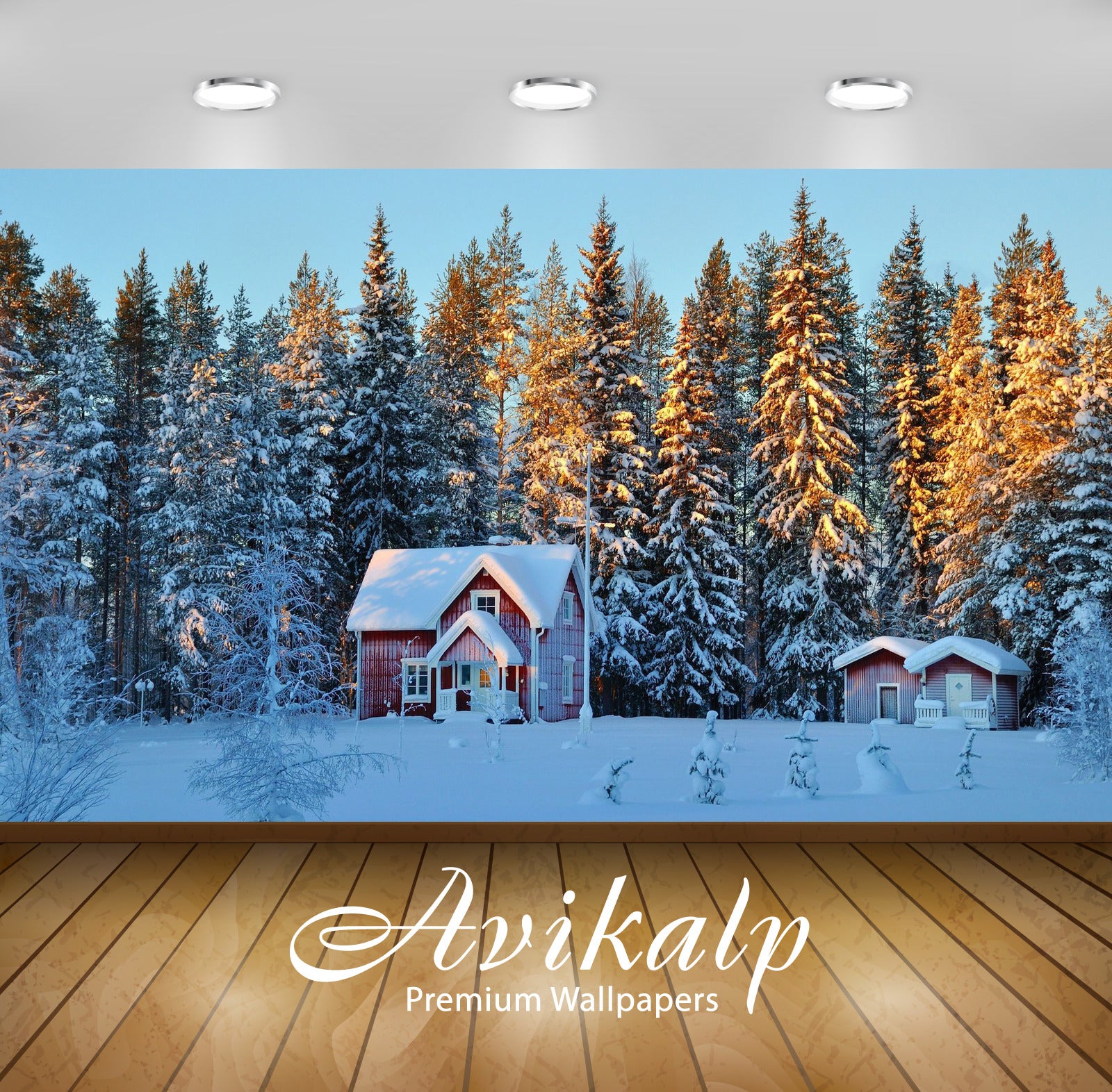 Avikalp Exclusive Awi6206 Small Houses In The Snowy Forest Nature Full HD Wallpapers for Living room Avikalp Exclusive Awi6206 Small Houses In The Snowy Forest Nature Full HD Wallpapers for Living room