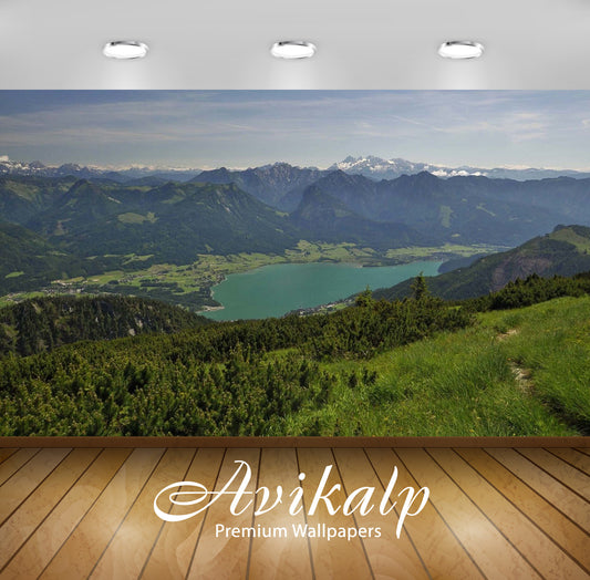 Avikalp Exclusive Awi6233 Small Village To The Mountain Lake Nature Full HD Wallpapers for Living ro