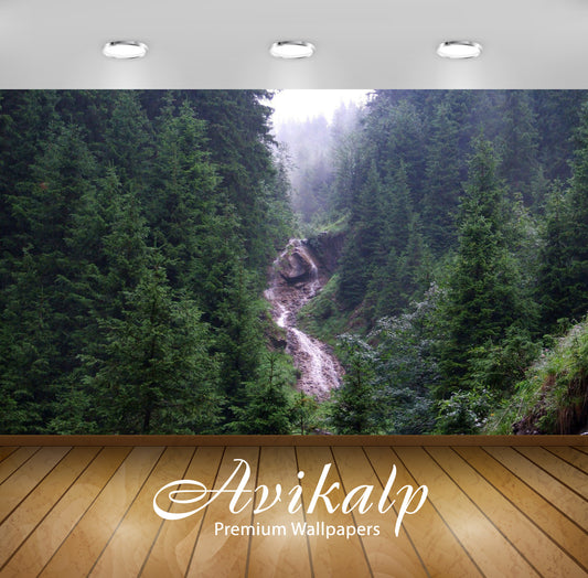 Avikalp Exclusive Awi6235 Small Waterfall Nature Full HD Wallpapers for Living room, Hall, Kids Room