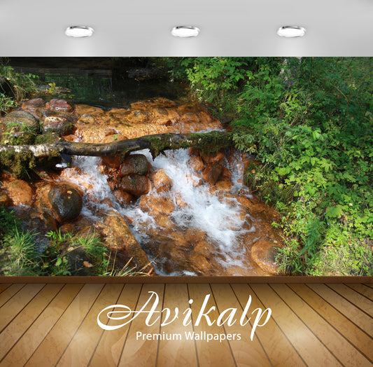 Avikalp Exclusive Awi6237 Small Waterfall In The Rusty River Nature Full HD Wallpapers for Living ro