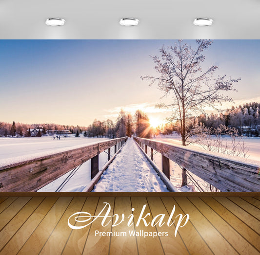 Avikalp Exclusive Awi6256 Snowy Bridge To The Sun Nature Full HD Wallpapers for Living room, Hall, K