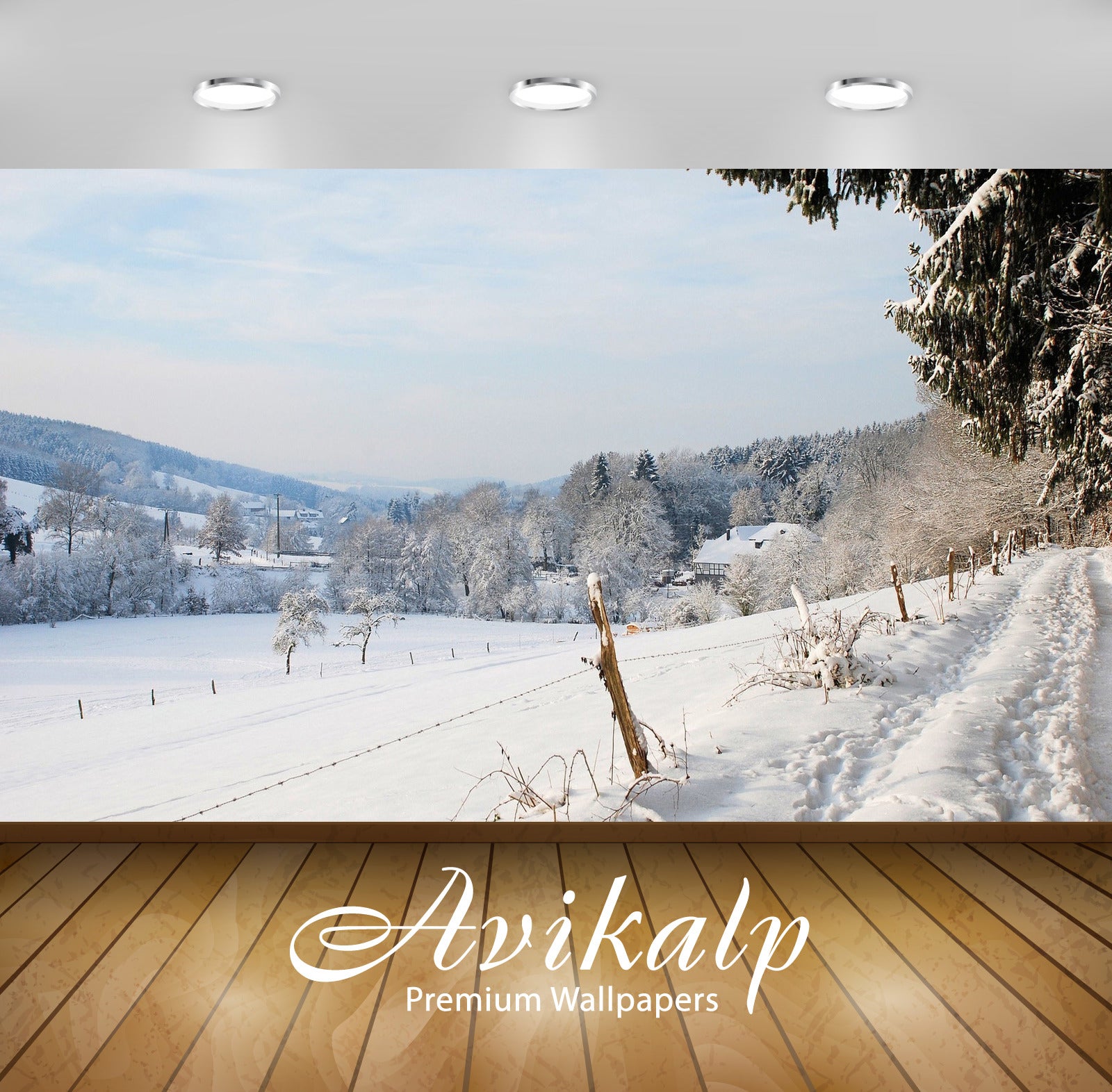 Avikalp Exclusive Awi6264 Snowy Forest Near The Town Nature Full HD Wallpapers for Living room, Hall Avikalp Exclusive Awi6264 Snowy Forest Near The Town Nature Full HD Wallpapers for Living room, Hall