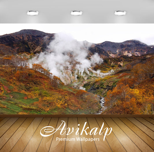 Avikalp Exclusive Awi6356 Steamboat Geyser In Yellowstone Nature Full HD Wallpapers for Living room,