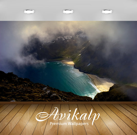 Avikalp Exclusive Awi6432 Sunlight Reaching On The Sandy Beach Of A Small Foogy Bay Nature Full HD W