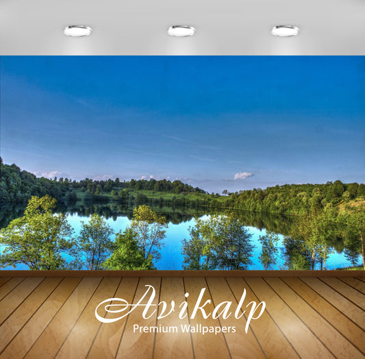 Avikalp Exclusive Awi6444 Sunny Day Above The Lake Nature Full HD Wallpapers for Living room, Hall,