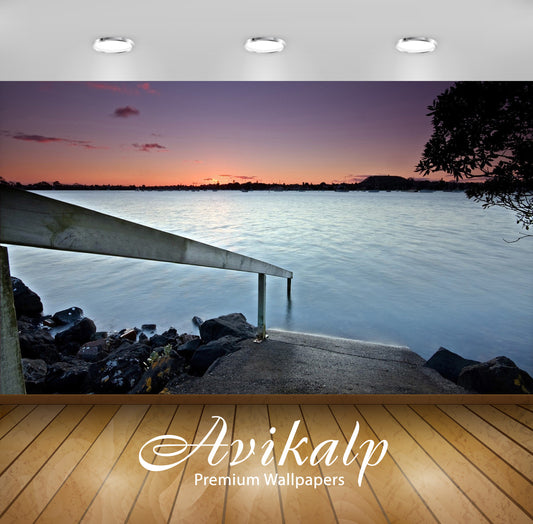 Avikalp Exclusive Awi6486 Sunset At The Lake Nature Full HD Wallpapers for Living room, Hall, Kids R