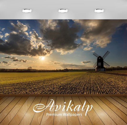 Avikalp Exclusive Awi6499 Sunset Light Over The Old Windmill Nature Full HD Wallpapers for Living ro
