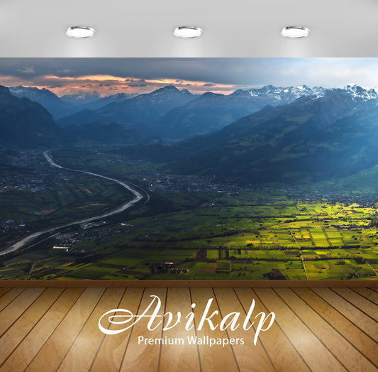 Avikalp Exclusive Awi6508 Sunset Light Shining Upon The Valley Nature Full HD Wallpapers for Living