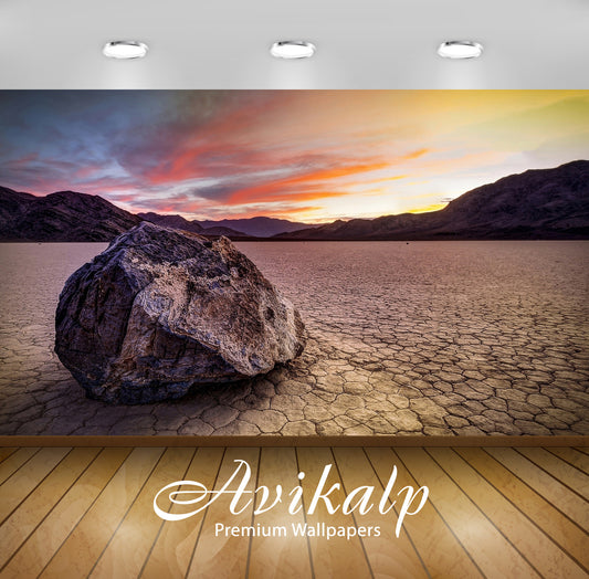 Avikalp Exclusive Awi6514 Sunset Over The Barren Land Nature Full HD Wallpapers for Living room, Hal