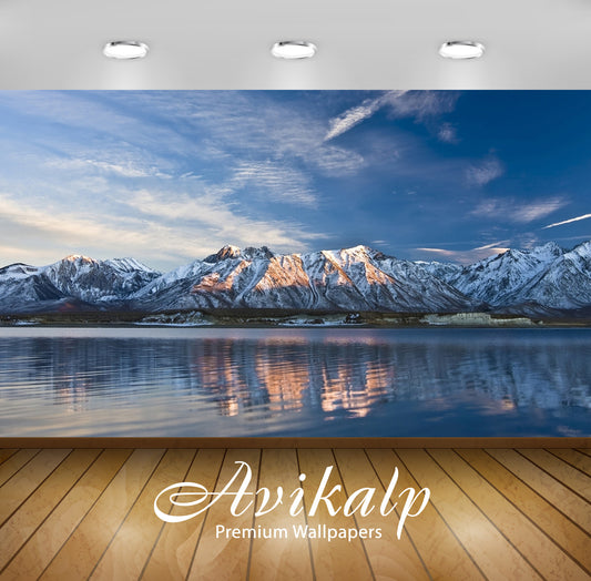 Avikalp Exclusive Awi6523 Sunset Over The Snowy Peaks Nature Full HD Wallpapers for Living room, Hal