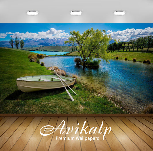 Avikalp Exclusive Awi6595 Tree In The Middle Of The River Nature Full HD Wallpapers for Living room,