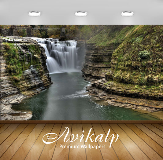 Avikalp Exclusive Awi6642 Water Carved Rocks Guarding The Waterfall Nature Full HD Wallpapers for Li