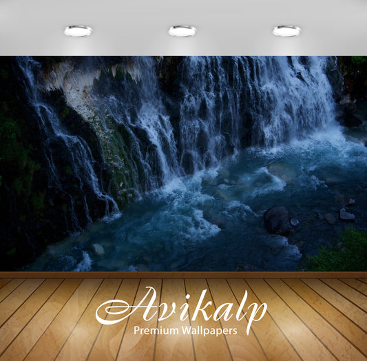 Avikalp Exclusive Awi6646 Water Falling On The Rocks Nature Full HD Wallpapers for Living room, Hall