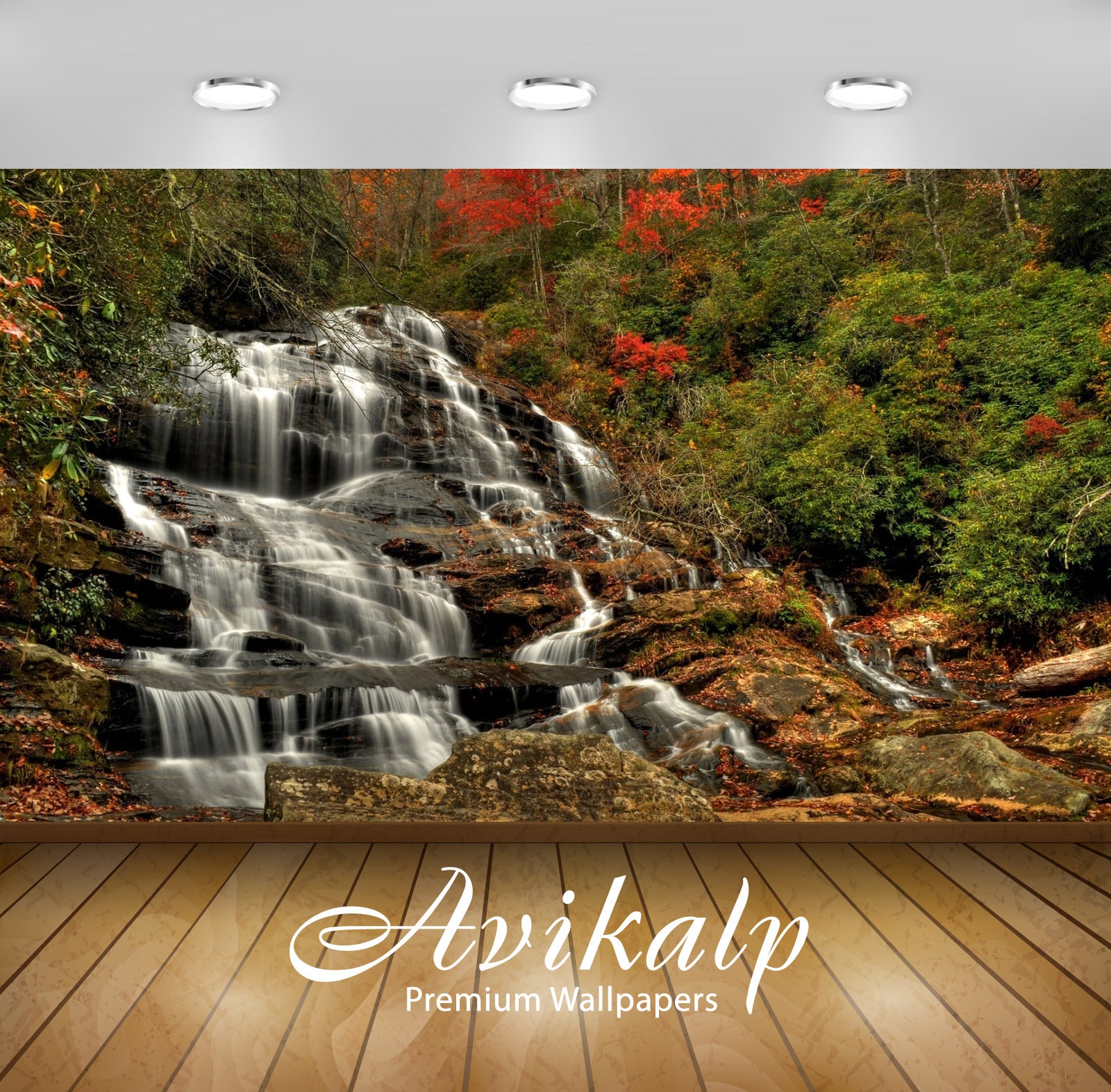 Avikalp Exclusive Awi6656 Waterfall In An Autumn Forest Nature Full HD Wallpapers for Living room, H Avikalp Exclusive Awi6656 Waterfall In An Autumn Forest Nature Full HD Wallpapers for Living room, H