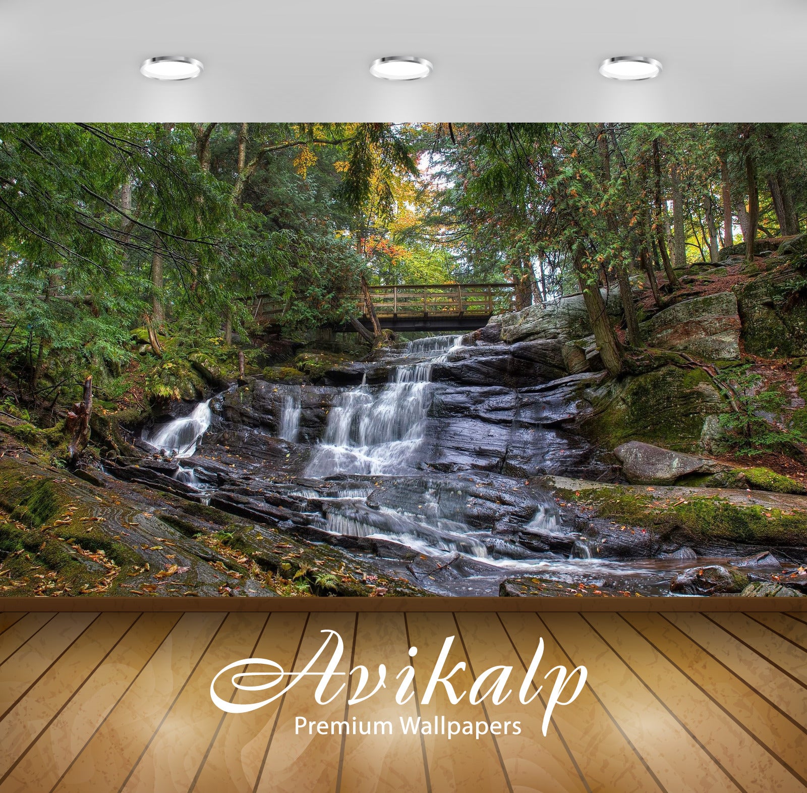 Avikalp Exclusive Awi6673 Waterfall Under The Wooden Bridge Nature Full HD Wallpapers for Living roo Avikalp Exclusive Awi6673 Waterfall Under The Wooden Bridge Nature Full HD Wallpapers for Living roo