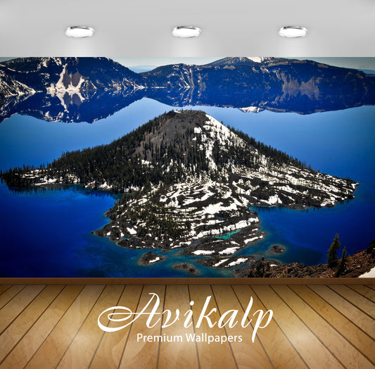 Avikalp Exclusive Awi6726 Wizard Island In Crater Lake Nature Full HD Wallpapers for Living room, Ha