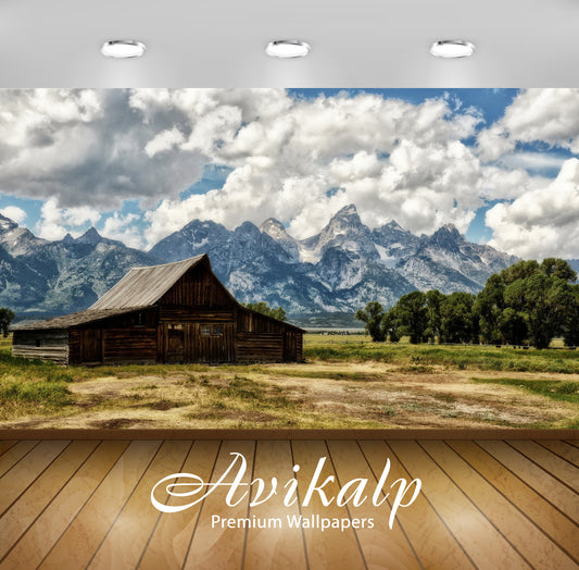 Avikalp Exclusive Awi6734 Wooden Old House Nature Full HD Wallpapers for Living room, Hall, Kids Roo