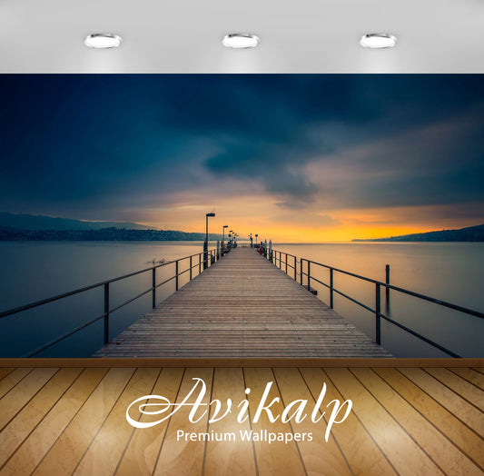 Avikalp Exclusive Awi6737 Wooden Pier Towards The Golden Sunset Nature Full HD Wallpapers for Living
