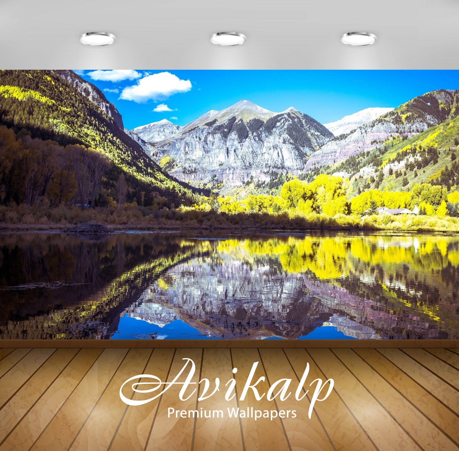 Avikalp Exclusive Awi6747 Yellow Forest By The Lake Nature Full HD Wallpapers for Living room, Hall, Avikalp Exclusive Awi6747 Yellow Forest By The Lake Nature Full HD Wallpapers for Living room, Hall,