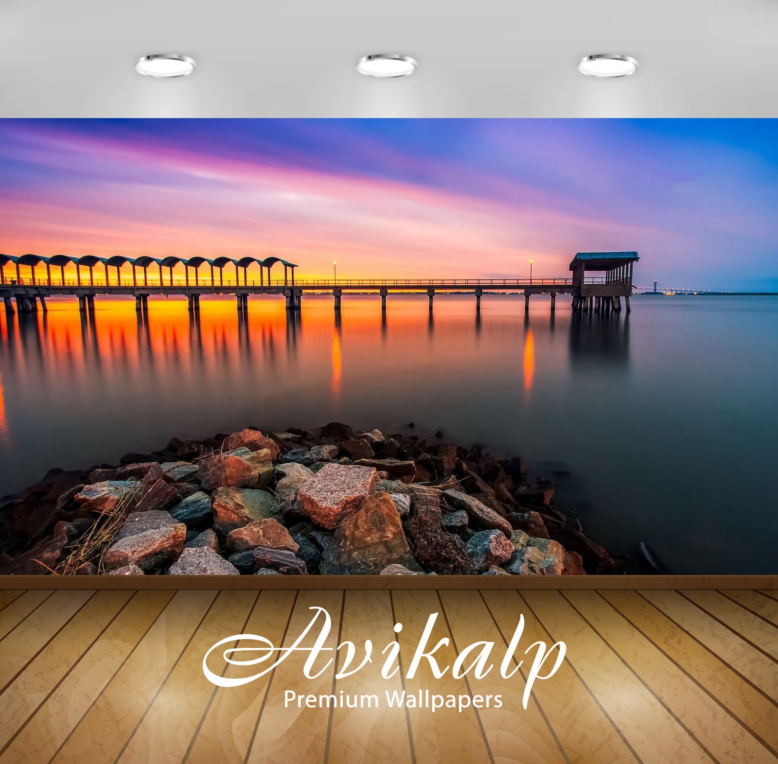 Avikalp Exclusive Awi7313 Sunset By The Pier Nature HD Wallpaper – Avikalp  International - 3D Wallpapers