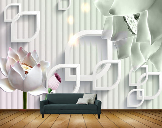 Avikalp MWZ0003 White Purple Flowers HD Wallpaper