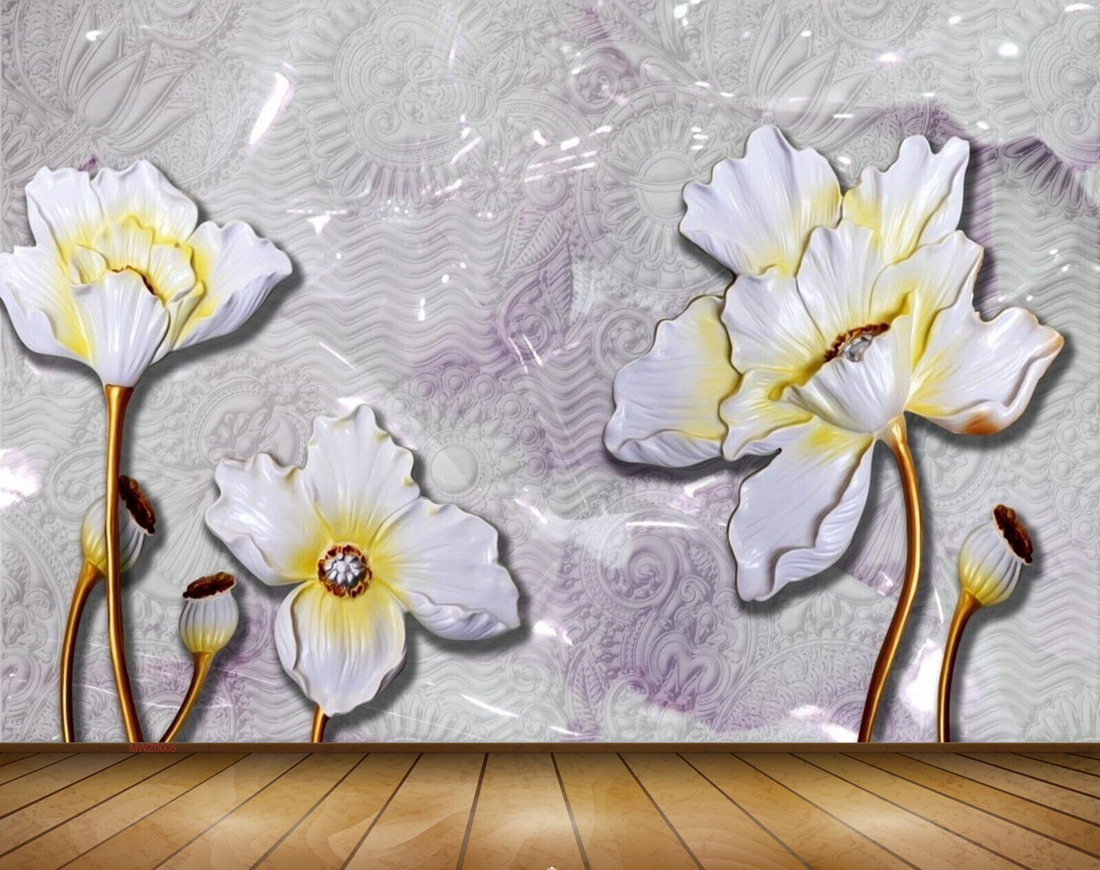 Avikalp MWZ0005 White Yellow Flowers 3D HD Wallpaper Avikalp MWZ0005 White Yellow Flowers 3D HD Wallpaper