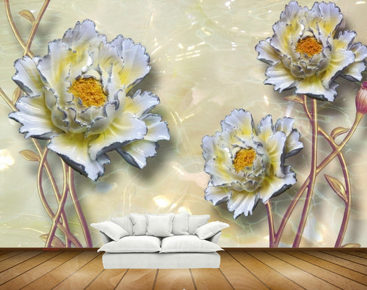 Avikalp MWZ0007 White Pink Flowers HD Wallpaper