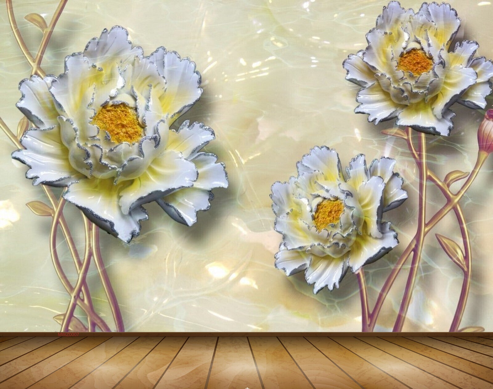 Avikalp MWZ0007 White Pink Flowers 3D HD Wallpaper Avikalp MWZ0007 White Pink Flowers 3D HD Wallpaper