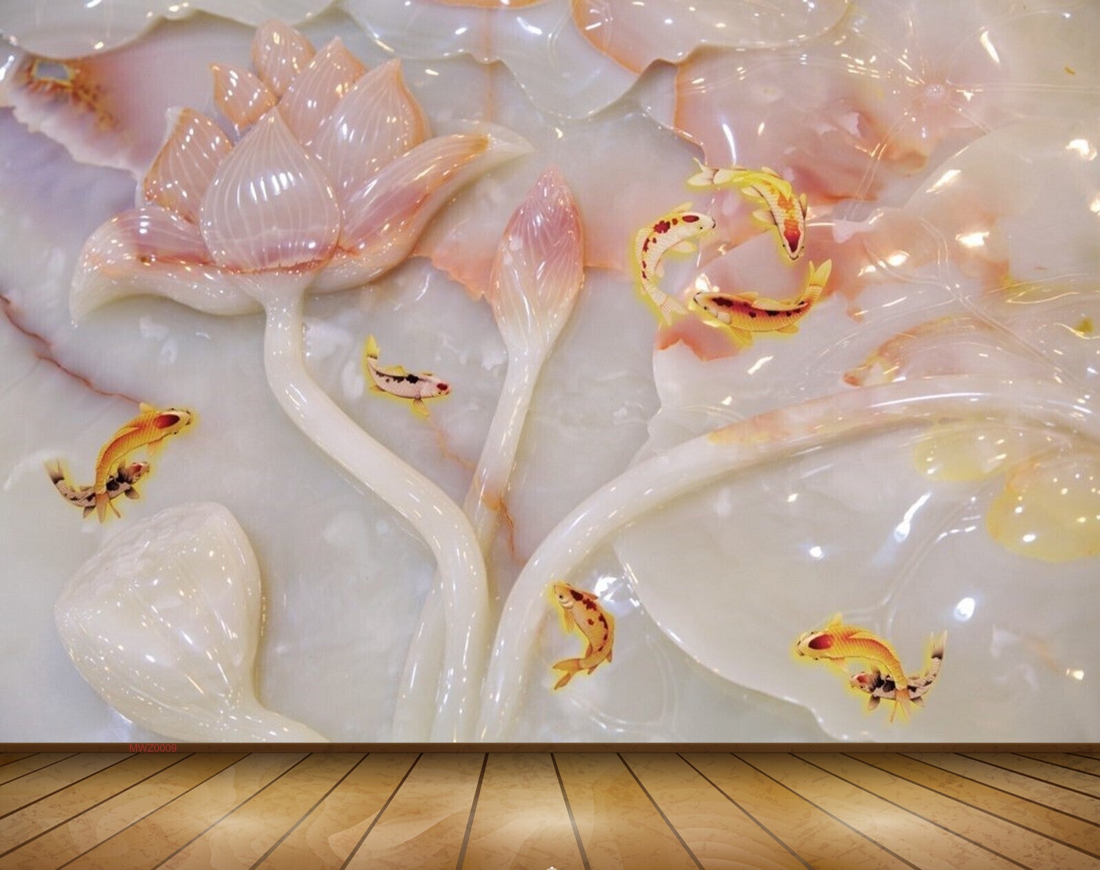 Avikalp MWZ0009 Pink Flowers Fishes 3D HD Wallpaper Avikalp MWZ0009 Pink Flowers Fishes 3D HD Wallpaper