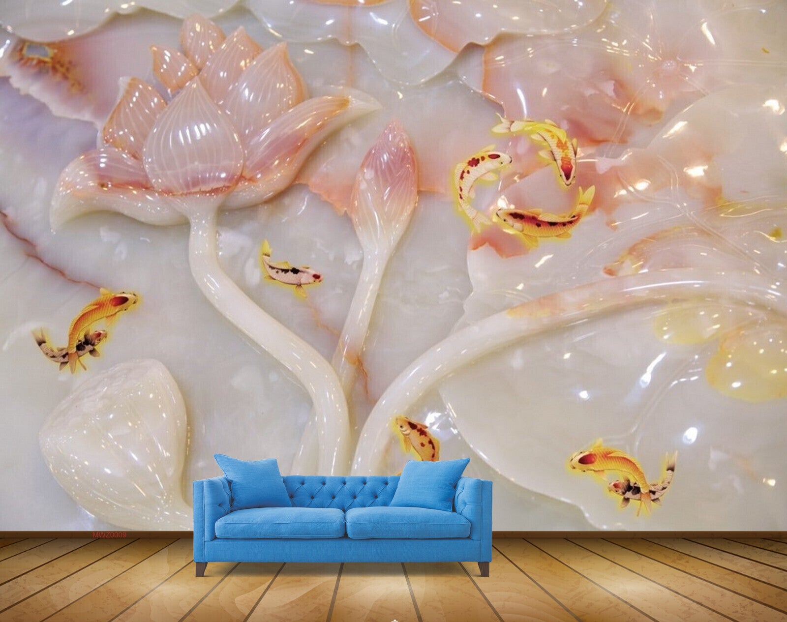 Avikalp MWZ0009 Pink Flowers Fishes 3D HD Wallpaper Avikalp MWZ0009 Pink Flowers Fishes 3D HD Wallpaper