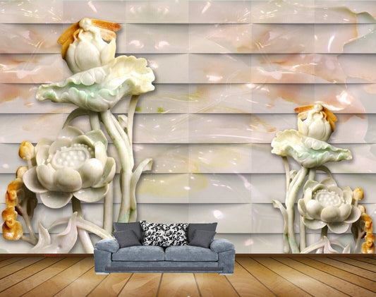 Avikalp MWZ0013 White Orange Flowers HD Wallpaper