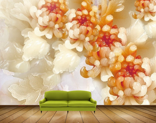 Avikalp MWZ0018 Orange White Flowers HD Wallpaper