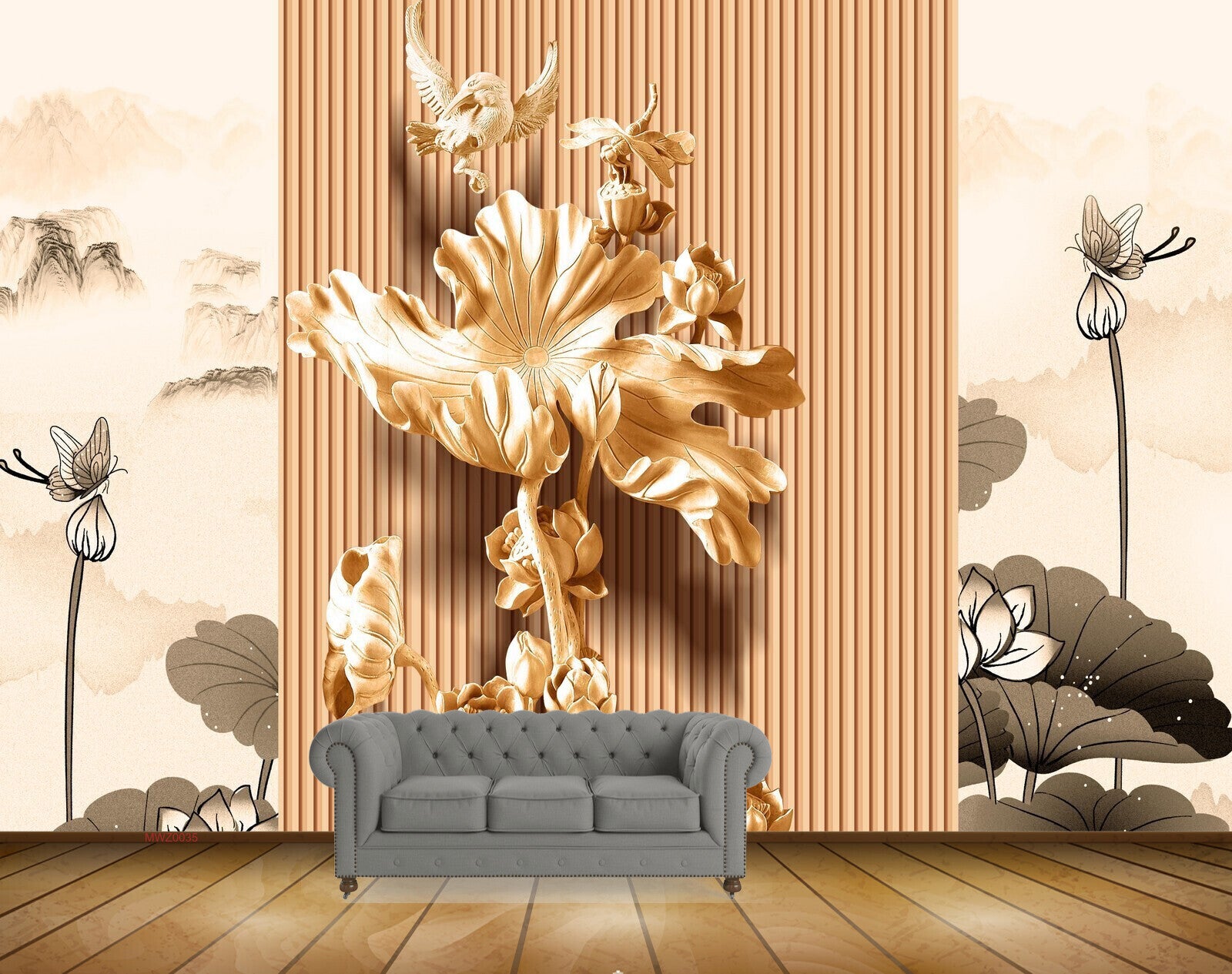 Avikalp MWZ0035 Reddish Flowers Butterflies Leaves 3D HD Wallpaper Avikalp MWZ0035 Reddish Flowers Butterflies Leaves 3D HD Wallpaper