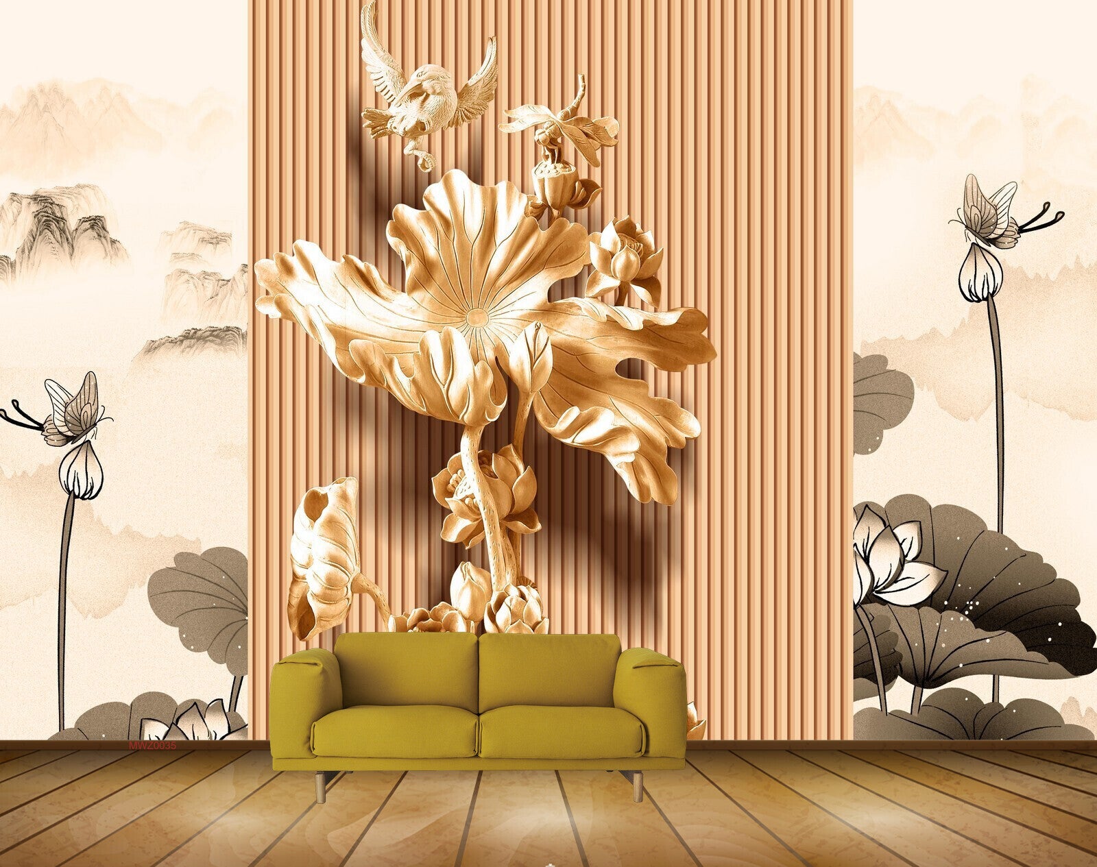 Avikalp MWZ0035 Reddish Flowers Butterflies Leaves 3D HD Wallpaper Avikalp MWZ0035 Reddish Flowers Butterflies Leaves 3D HD Wallpaper