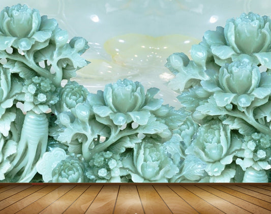 Avikalp MWZ0037 Green Flowers Leaves Plants 3D HD Wallpaper