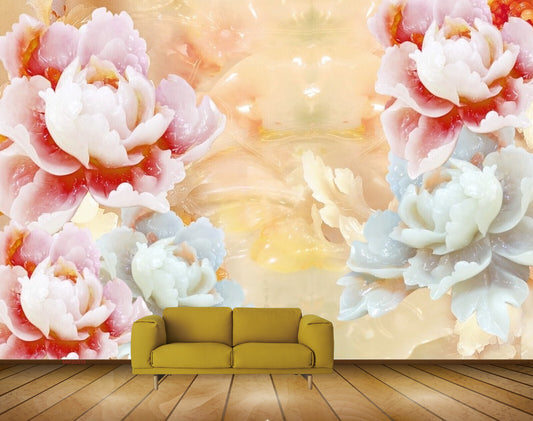 Avikalp MWZ0039 White Pink Red Flowers HD Wallpaper