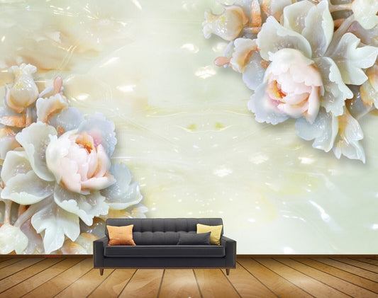 Avikalp MWZ0042 White Pink Flowers HD Wallpaper