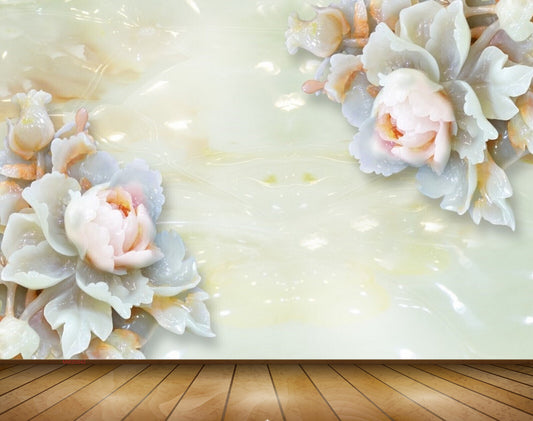 Avikalp MWZ0042 White Pink Flowers 3D HD Wallpaper