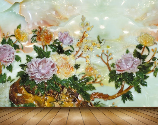 Avikalp MWZ0043 Pink Orange Flowers Plants 3D HD Wallpaper