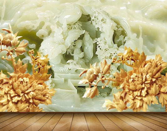 Avikalp MWZ0048 White Orange Flowers People 3D HD Wallpaper