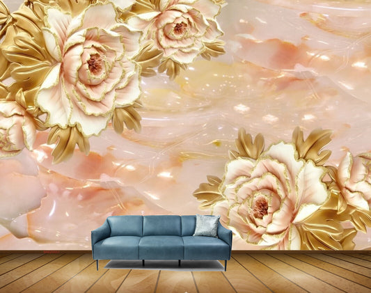 Avikalp MWZ0051 White Green Flowers HD Wallpaper