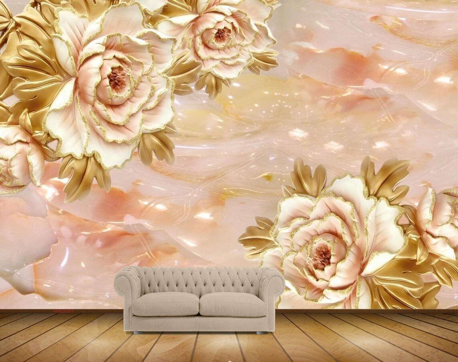 Avikalp MWZ0051 White Green Flowers 3D HD Wallpaper Avikalp MWZ0051 White Green Flowers 3D HD Wallpaper