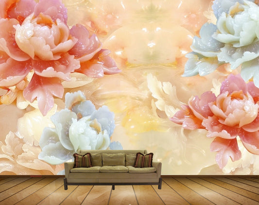 Avikalp MWZ0052 Peach White Flowers HD Wallpaper