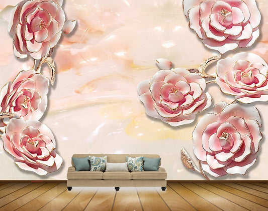 Avikalp MWZ0057 White Pink Flowers HD Wallpaper