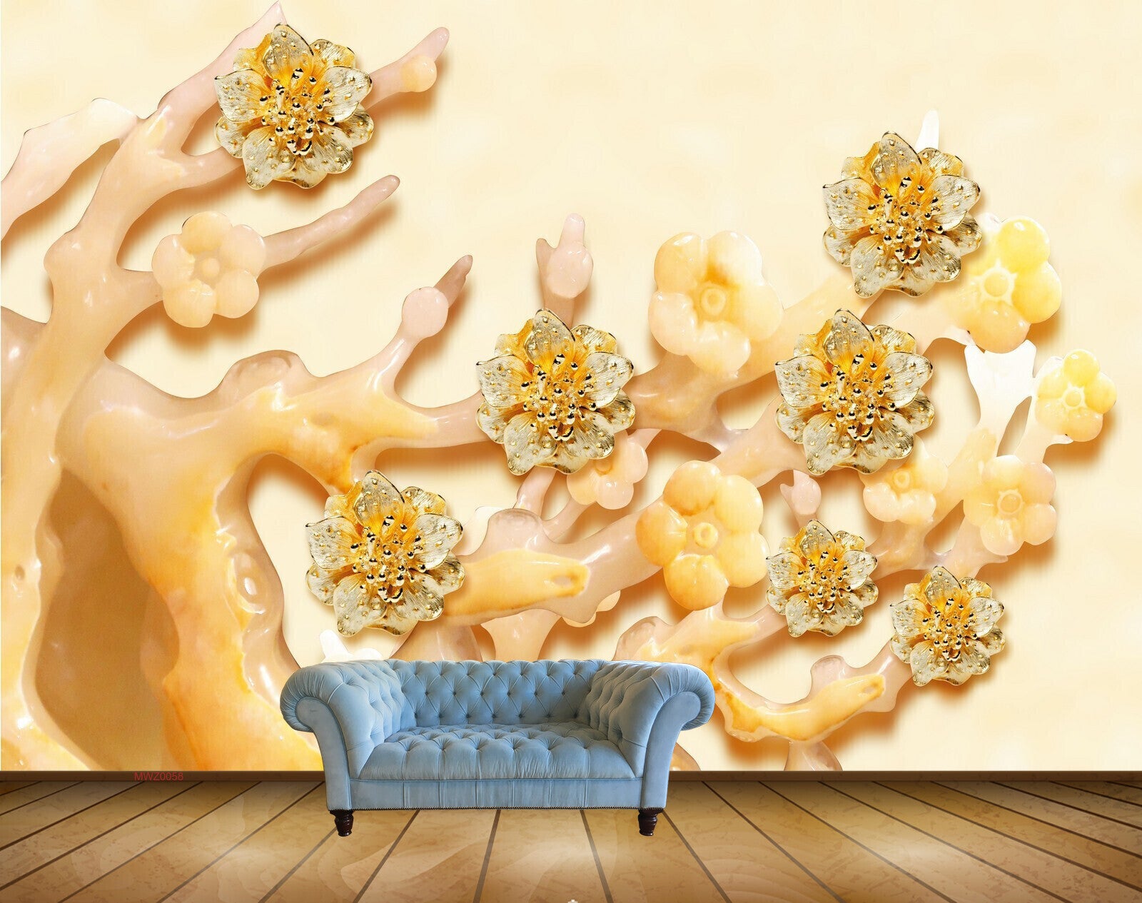 Avikalp MWZ0058 White Yellow Flowers Branches 3D HD Wallpaper Avikalp MWZ0058 White Yellow Flowers Branches 3D HD Wallpaper