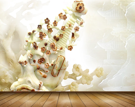 Avikalp MWZ0061 White Brown Flowers 3D HD Wallpaper