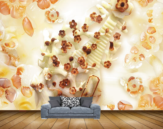 Avikalp MWZ0063 Orange White Coffee Flowers HD Wallpaper