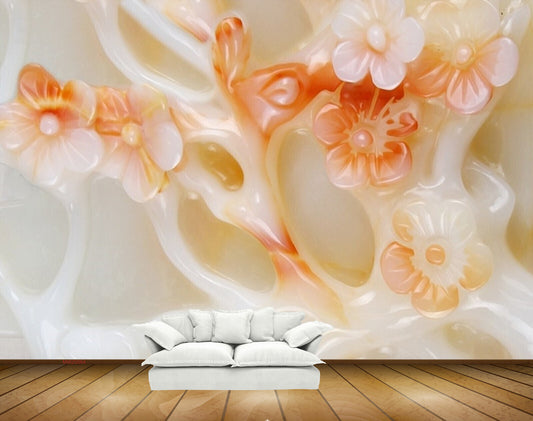Avikalp MWZ0064 White Orange Flowers HD Wallpaper