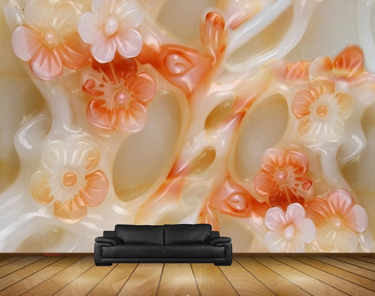 Avikalp MWZ0067 White Peach Flowers HD Wallpaper