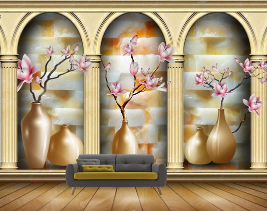 Avikalp MWZ0071 White Pink Flowers Branches HD Wallpaper